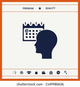 Planning, time management, person with calendar - icon