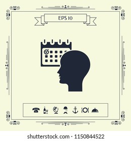 Planning, time management, person with calendar - icon
