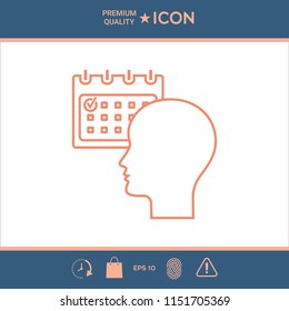 Planning, time management, person with calendar - line icon