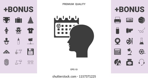 Planning, time management, person with calendar - icon