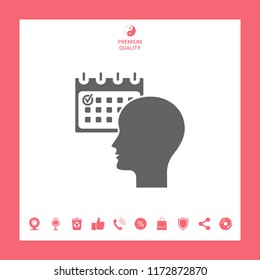 Planning, time management, person with calendar - icon