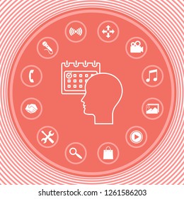 Planning, time management, person with calendar - line icon. Graphic elements for your design