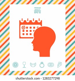 Planning, time management, person with calendar - icon. Graphic elements for your design