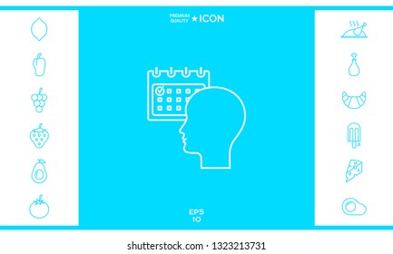 Planning, time management, person with calendar - line icon. Graphic elements for your design