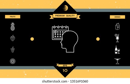 Planning, time management, person with calendar - line icon. Graphic elements for your design