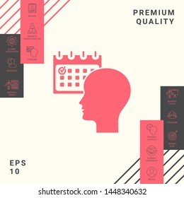 Planning, time management, person with calendar - icon. Graphic elements for your design