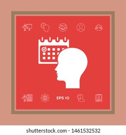 Planning, time management, person with calendar - icon. Graphic elements for your design