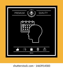 Planning, time management, person with calendar - line icon. Graphic elements for your design