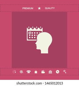 Planning, time management, person with calendar - icon. Graphic elements for your design