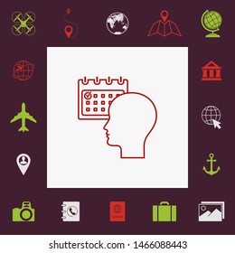 Planning, time management, person with calendar - line icon. Graphic elements for your design