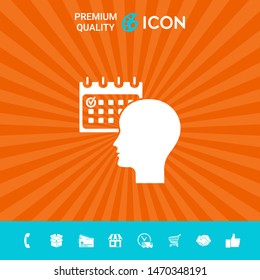 Planning, time management, person with calendar - icon. Graphic elements for your design