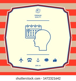 Planning, time management, person with calendar - line icon. Graphic elements for your design