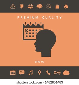 Planning, time management, person with calendar - icon. Graphic elements for your design