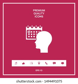 Planning, time management, person with calendar - icon. Graphic elements for your design