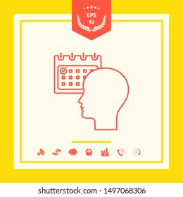 Planning, time management, person with calendar - line icon. Graphic elements for your design