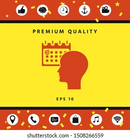 Planning, time management, person with calendar - icon. Graphic elements for your design