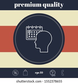 Planning, time management, person with calendar - line icon. Graphic elements for your design