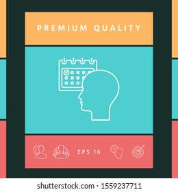 Planning, time management, person with calendar - line icon. Graphic elements for your design