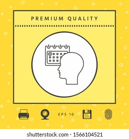 Planning, time management, person with calendar - line icon. Graphic elements for your design