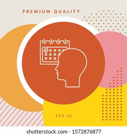 Planning, time management, person with calendar - line icon. Graphic elements for your design