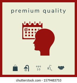 Planning, time management, person with calendar - icon. Graphic elements for your design