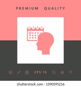 Planning, time management, person with calendar - icon. Graphic elements for your design