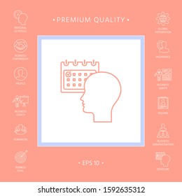 Planning, time management, person with calendar - line icon. Graphic elements for your design