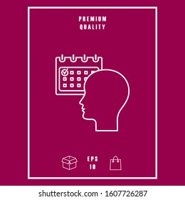 Planning, time management, person with calendar - line icon. Graphic elements for your design