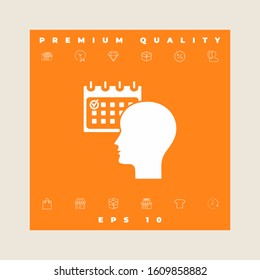 Planning, time management, person with calendar - icon. Graphic elements for your design