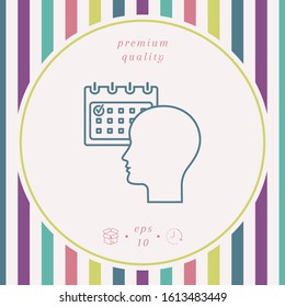 Planning, time management, person with calendar - line icon. Graphic elements for your design