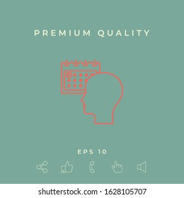Planning, time management, person with calendar - line icon. Graphic elements for your design