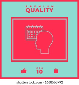 Planning, time management, person with calendar - line icon. Graphic elements for your design
