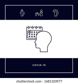 Planning, time management, person with calendar - line icon. Graphic elements for your design