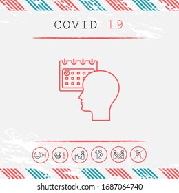 Planning, time management, person with calendar - line icon. Graphic elements for your design