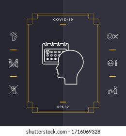Planning, time management, person with calendar - line icon. Graphic elements for your design