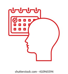 Planning, time management, person with calendar - line icon.