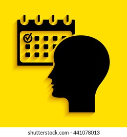 Planning, time management, person with calendar icon.