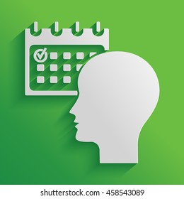 Planning, time management, person with calendar icon.