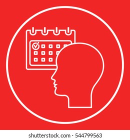 Planning, time management, person with calendar - line icon