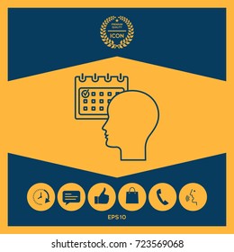 Planning, time management, person with calendar - line icon