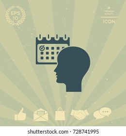 Planning, time management, person with calendar - icon