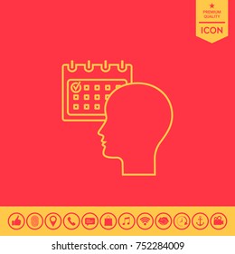 Planning, time management, person with calendar - line icon
