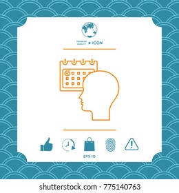 Planning, time management, person with calendar - line icon