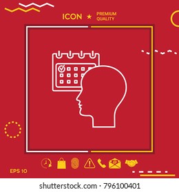 Planning, time management, person with calendar - line icon