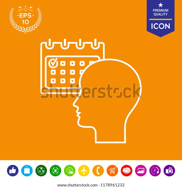 Planning Time Management Person Calendar Line Stock Vector (Royalty
