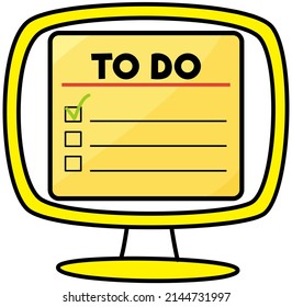Planning and time management program. Timetable, agenda planner, schedule on screen. Creating virtual reminder, daily plan, online schedule concept. To do list creation app on computer monitor