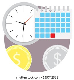 Planning time money icon. Plan budget, financial planning, vector illustration