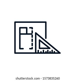planning triangle ruler architecture icon line style vector illustration