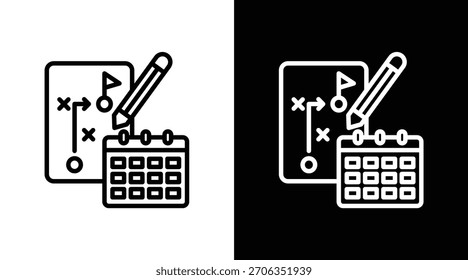 Planificación Versión de dos tonos en fondo blanco y negro