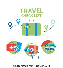 Planning Of Vacation Suitcase With Packing Items Planning Checklist Concept Flat Vector Illustration